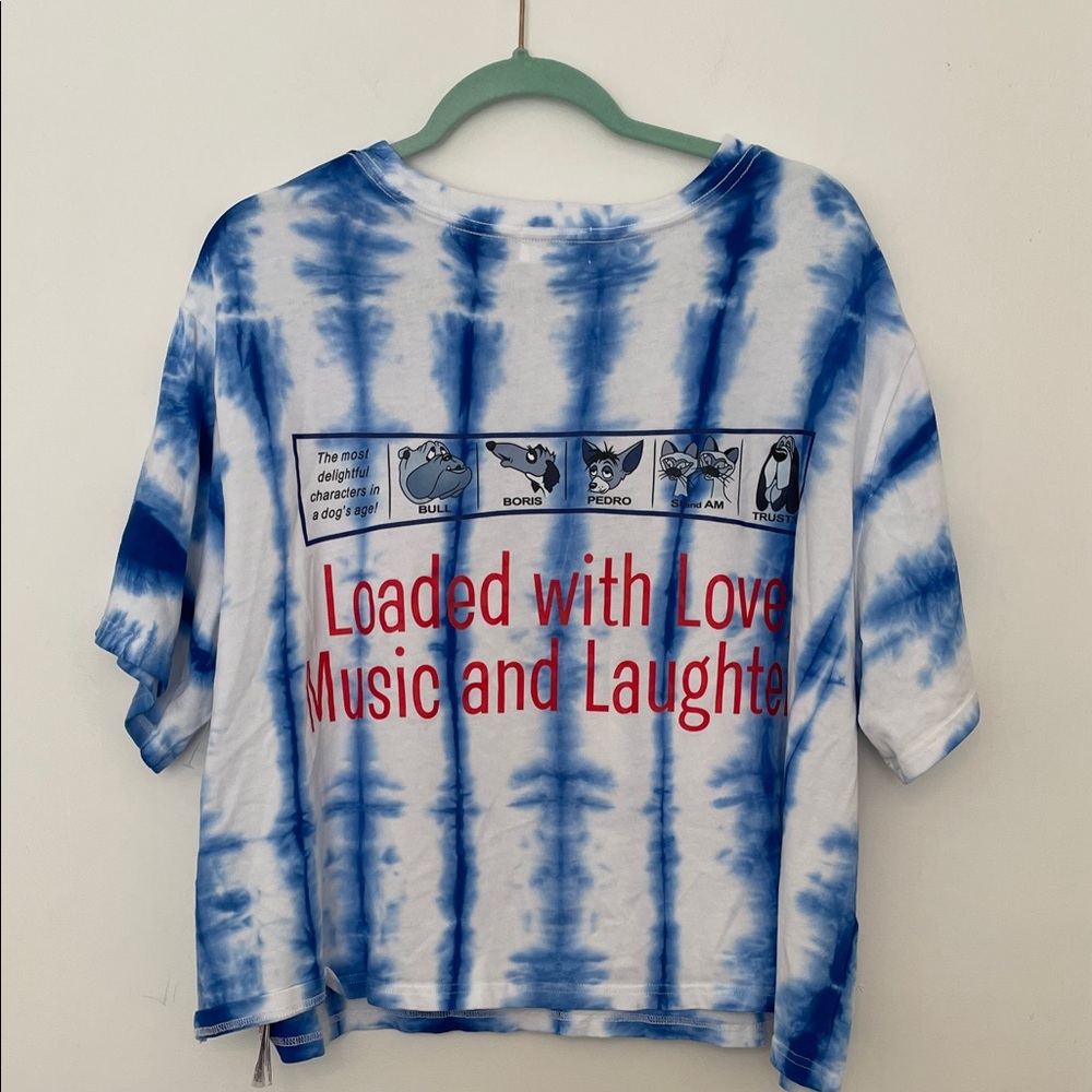 Disney Lady and the Tramp Tie-Dye Tee - Blue & White 2X New without Tags - Picture 5 of 11